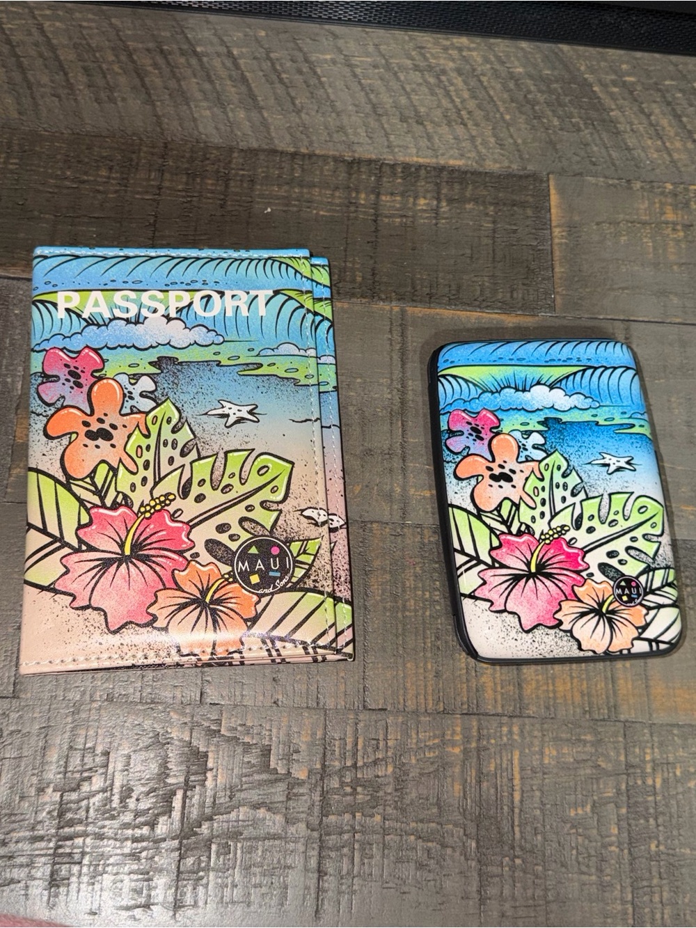 Maui Tropical Floral Passport holder and card wallet Hawaii travel plane